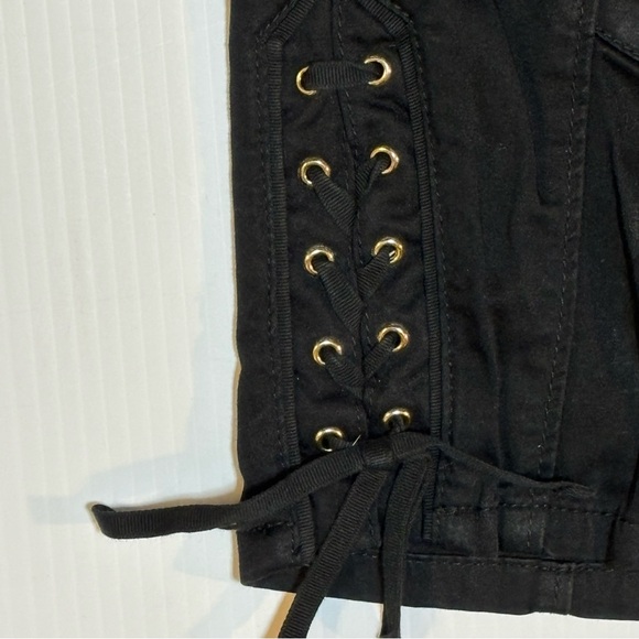 White House Black Market Crop Pants Lace-Up Legs 8 Black - Picture 8 of 13